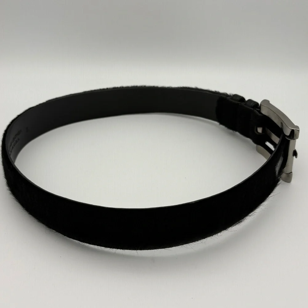 Carlisle Genuine Leather Belt w/ Black Fur Outside and Black Animal Print Accent